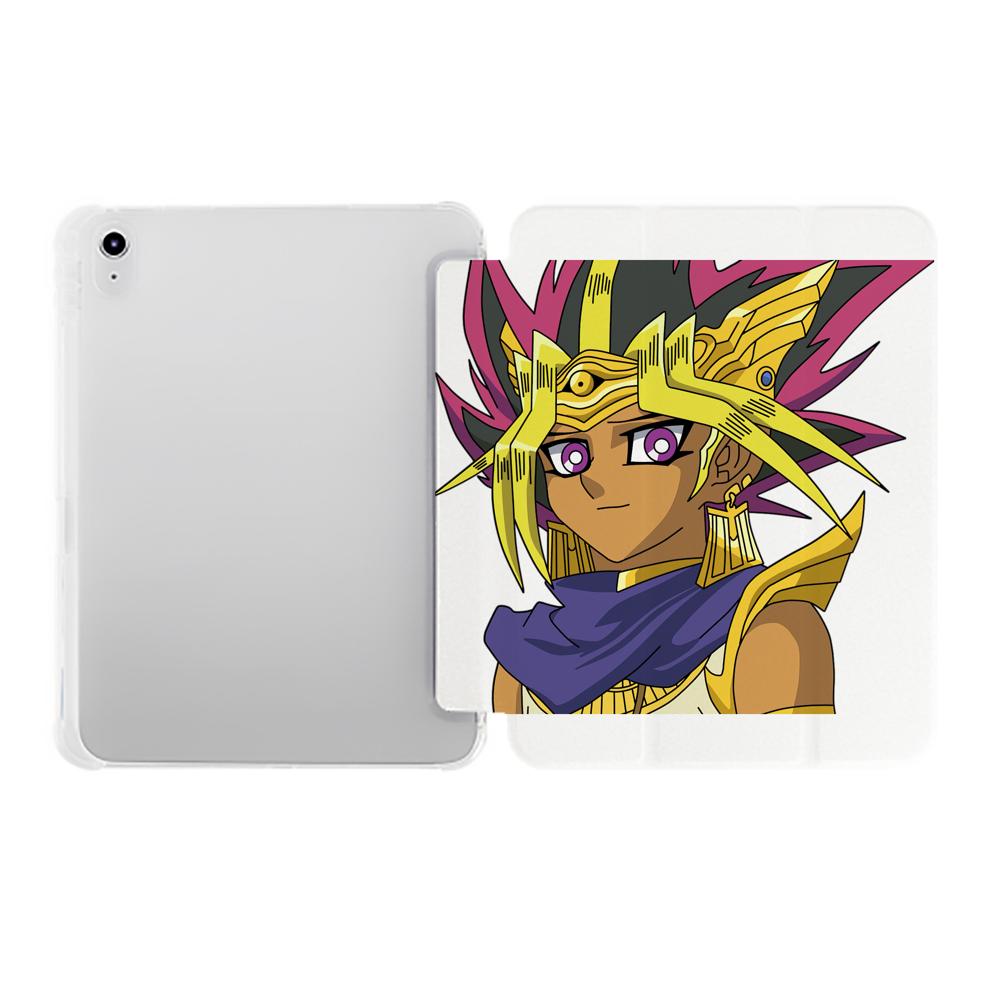 （画像用） 遊☆戯☆王 Yu-Gi-Oh! IPad ケース ペン収納付き 三つ折りスタンド PUレザー×シリコン 対応機種9.5/10.5/10.9インチ